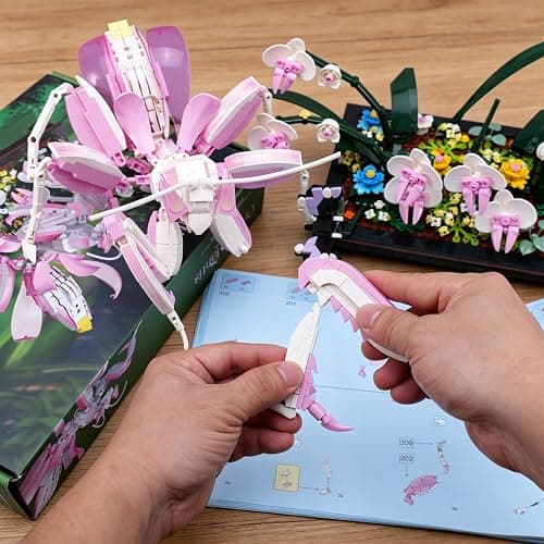 Orchid Praying Mantis Flowers Bonsai Building Set, Compatible with Lego Insects Nature Inspired STEM Kit for Adults, Stunning Desk Decor for Home/Office, for Boys Girls Aged 8-16+ 1077PCS thumbnail 7