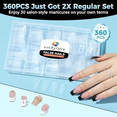 Luckyfairy Medium Square Nail Tips, 360pcs Soft Gel Pre-Shaped Acrylic Fake Nails, Half Matte Full Cover Clear Gelly Press on Flase Nail Tips for Extension Nail Manicure Home DIY 12 Sizes Gelly Tips thumbnail 8