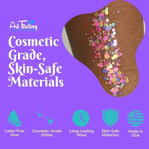 Art Factory Rave UV Reactive Body Glitter Gel – Pearl Pastel Cosmetic Glitter for Face, Hair & Body – Blacklight Glow Festival Rave Makeup, Long Wear Hair Glitter Paint, Party Accessories for Women thumbnail 5