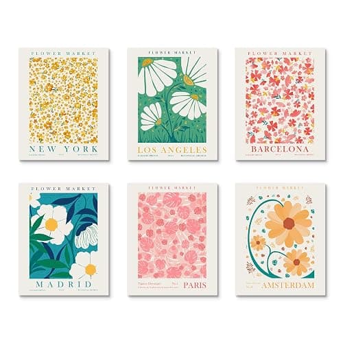 Habseligkeit Flower Market Posters for Room Decor Aesthetic, Danish Pastel Room Decor, Floral Wall Art Prints for Girs Dorm Aesthetic Decor Unframed, 11x14in, Set of 6 thumbnail 6