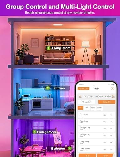 iLC Alexa Light Bulbs, 12W B22 Smart Light Bulb, Work with Alexa (Echo Devices Required), LED Colour Changing Light Bulb, Color Temperature Tunable 2700K-6000K+RGB Bayonet (4 Pack) thumbnail 9
