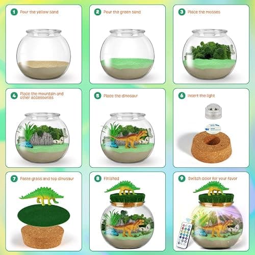 LAOESE Dinosaur Toys for Kids - Dinosaurs Terrarium Kit for Kids - Birthday Christmas Gifts for Boy Ages 4 5 6 7 8-12 Year Old - DIY Dino Toys for Boys - Arts and Crafts Kit for Kid thumbnail 6
