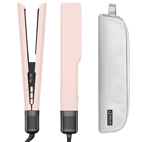 IG INGLAM Air Straightener, Style from Wet Hair, 2.2" Hair Dryer Straightener, 200M Negative Ionic, One-Step Air Straight for Medium and Long Hair(14"-30"), Pink - Image 1