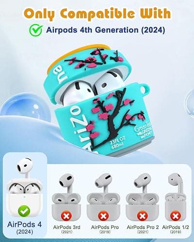 Boaretiu for Airpods 4th Case - with Keychain and Cleaner Kit for AirPods 4th Generation Case (2024) Blossom Cute Kawaii Funny 3D Soft Silicone Fun Cool for Girls Women Teens for Air pods 4 Cover thumbnail 2