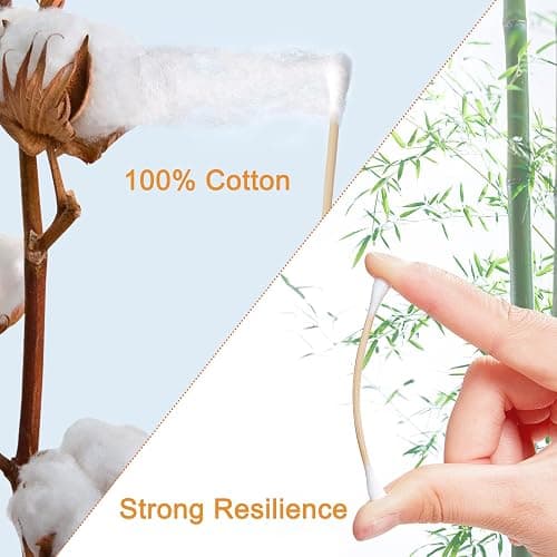 Garrelett 1000 Count Organic Cotton Swabs with Durable Stick, Storage Box | Soft Cotton Buds With Durable Bamboo Sticks for Outer Ear Care, Makeup Cleanup, Nails, Crafts, Travel and Detail Cleaning thumbnail 2