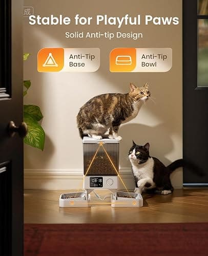 oneisall Automatic Cat Feeder for 2 Cats, 20 Cups/5L Automatic Cat Food Dispenser for Small Pets Indoor, Timed Cat Feeder for Dry Food(White) thumbnail 5