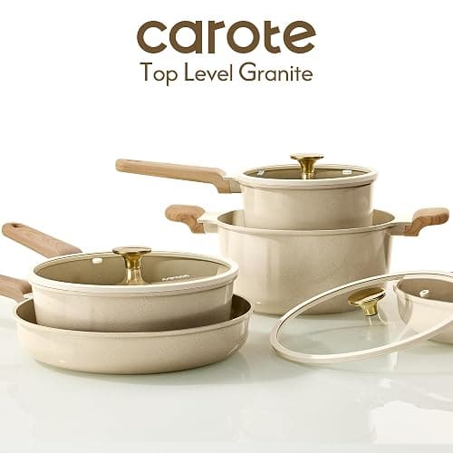 CAROTE 14Pcs Pots and Pans Set Non stick, Ceramic Cookware Set, Non-toxic Kitchen Cooking Set, PFAS and PFOA Free thumbnail 8