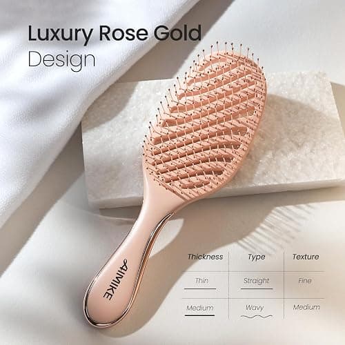 AIMIKE Rose Luxe Detangler Brush, Pain-Free Vented Detangling Brush with Ultra-Soft FlexGlide Bristles, Effortlessly Remove Knots & Reduce Hair Breakage, Wet Dry Brush for Women Thin Fine Hair thumbnail 2