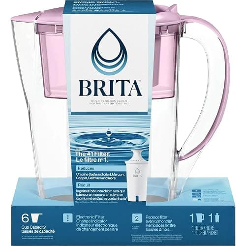 Brita Small 6 Cup Space Saver Water Filter Pitcher with 1 Standard Filter, Space Saver, Purple (Purple) - Image 1