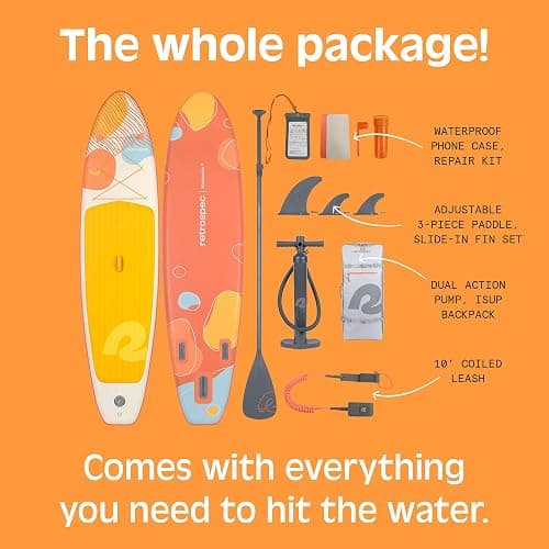 Retrospec Weekender Inflatable Stand Up Paddle Board Includes Paddle, Pump, and Accessories 10’6” Lightweight iSUP, Puncture Resistant Inflatable Paddle Board for Adults thumbnail 6