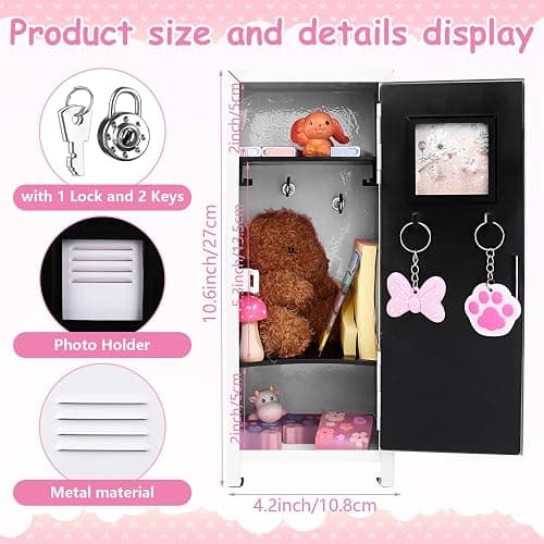 12 PCS Christmas Mini Locker White Miniature Storage with Lock and Keys, Pink Small Locker Cute Functional Locker Miniature Storage Metal Locker for Desktop Bedroom Home Office Desktop Accessories thumbnail 3
