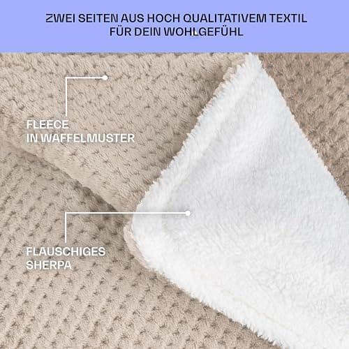 Klarstein XL Elektrische Kuscheldecke, Heizdecke mit Abschaltautomatik, 180x130 cm Elektrische Wärmedecke Maschinenwaschbar, Doppelseitige Heizdecke für Bett & Sofa, Wärme Decke mit 9 Heizstufen thumbnail 2