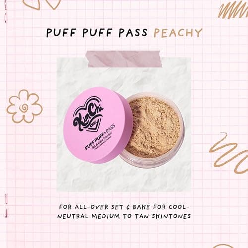 Kimchi Chic Beauty Puff Puff Pass Set and Bake Setting Powder for Makeup, Extra Fluffy Loose Face Powder Poof, Soft Natural Face Makeup for Uneven Skin Tone, 04 Peachy thumbnail 4