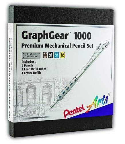 Pentel Arts GraphGear 1000 Mechanical Pencil Premium Gift Set with Refill Leads & Erasers (PG1000BXSET) thumbnail 2