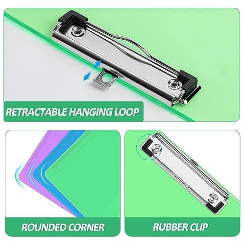 Plastic Clipboards, PANDRI 30 Pack Clear Colored Clipboards, Low Profile Clip Board 12.5 x 9 Inch Standard Letter Size, Office Supplies Classroom thumbnail 4