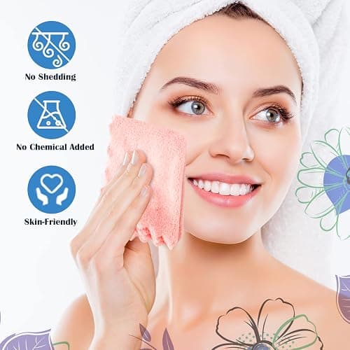 Orighty Makeup Remover Cloths, Cleansing, Reusable, Soft & Washable Coral Fleece Microfiber Washcloths/Towel for Face, Eye, Lips, Pack of 24, 7 x 7 inch thumbnail 4