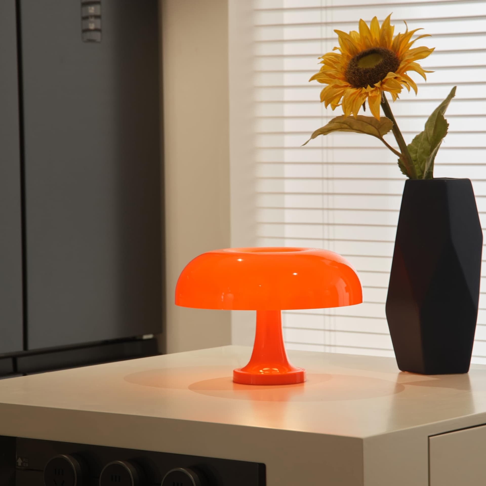 Orange Mushroom Lamp, Vintage Table Lamp, Mid Century Modern Retro Mushroom Style,Cordless Touch Lamps Bedside Charging Model,Dimmable for bedrooms Living Room Home Decor(Touch Adjustable Version) thumbnail 6