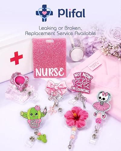 Plifal Nurse Badge Reel – Cute Yellow Pediatrics Retractable ID Badge Holder with Beads Charm Alligator Clip, Funny Medical Badge Reel for Nurses Healthcare Worker Gifts thumbnail 6