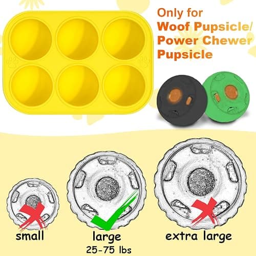 BABORUI 6 Cavities Silicone Dog Treat Molds for Woof Pupsicle & Power Chewer Pupsicle Large 25-75lbs, Reusable Frozen Dog Treat Molds for Making Puppy Favorite Freeze Refill Ice Popsicle Treats (L) thumbnail 2