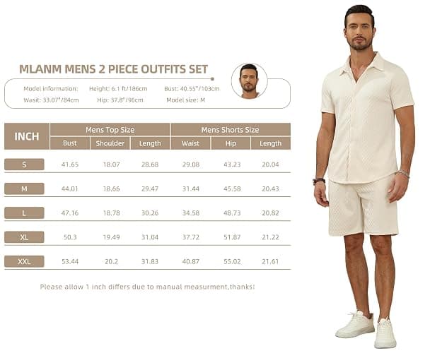 MLANM Men's Shirt Set 2 Piece Summer Outfit Short Sleeve Button Down Shirts and Shorts Sets with Pockets thumbnail 6