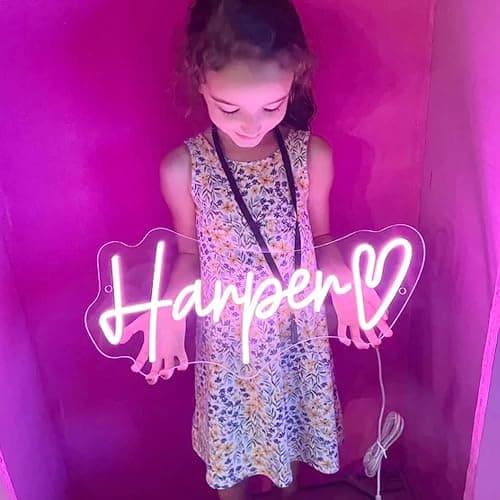Custom Neon Signs for Wall Decor LED Customizable Neon Light Signs for Bedroom Wedding Birthday Personalized Name Light up Sign Pink Sign Boy Girl Decoration - 1-Color More thumbnail 7