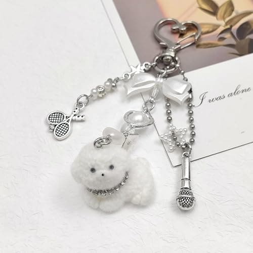 Nalefow Cute Pink Keychain,Fuzzy Cat Keychain Aesthetic Y2K KeychainStylish KeychainsAccessories thumbnail 6