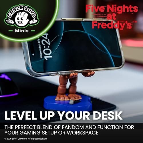 Cableguys Minis Five Nights at Freddy's Freddy Phone Stand & Earbuds Holder - Novelty Phone Stand for Desk Decor and Bedside Accessories, In Ear Headphone Holder for Smartphone & Small Devices thumbnail 5