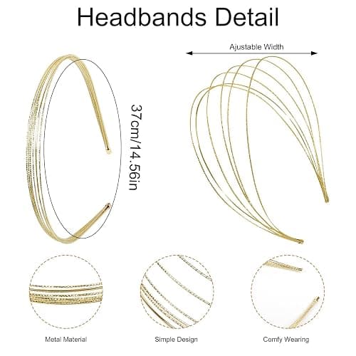 Tobeffect Multi Layers Metal Headbands for Women, 2Packs Fashion Thin Headband Layered Gold Elegant Hairbands Headpiece Trendy Hair Accessories for Girls thumbnail 2