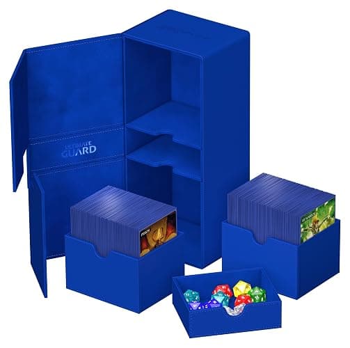 Ultimate Guard Twin Flip'n'Tray 266+, Deck Case for 266 Double-Sleeved TCG Cards + Dice Tray, Blue, Independent Magnetic Closure & Microfiber Inner Lining thumbnail 6