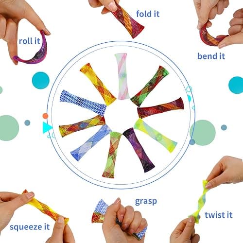 AKlamater 10 Packs Marble Mesh Fidget Toys, Mesh Tube with Marble Fidget Toy, Sensory Anxiety Stress Relief Toys Focus Sensory Marble Toys(Multi-Color) thumbnail 4
