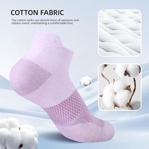 FITRELL 5-6 Pairs Ankle Running Socks for Women Athletic Cushioned Low Cut Tab Sports Socks thumbnail 6