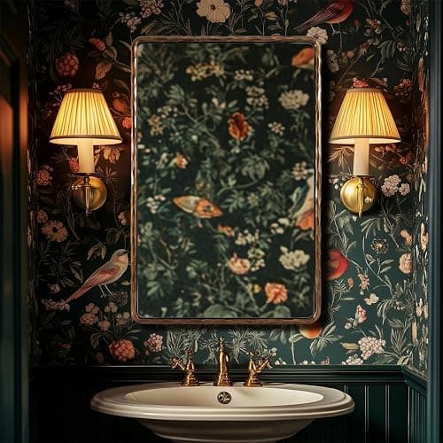 ANDY STAR Hand-Forged Gold Bathroom Mirrors for Wall, 24x36 Inch Vintage Solid Steel Metal Frame Bathroom Vanity Mirror, Antique Rounded Rectangle Wall Mirror, Hangs Horizontally or Vertically thumbnail 2