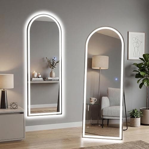 Aidoly 16"x60" Arched LED Full Length Mirror with Stand, Full Body Mirror | LED Lights 3 Color Lighting, Wall Hanging or Leaning, Floor Standing, Modern Simple Home Wall Decor - Image 1