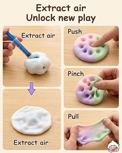 Coconut Oil Stress Ball Crunchy Squishy Sand Vacuum Filled Grape Squishies Balls Stressball Glutinous Fidget Colorful Squeeze Squishys Shapeable Squishied Relief Cheese Snowball Sensory(1.6IN6pcs) thumbnail 5