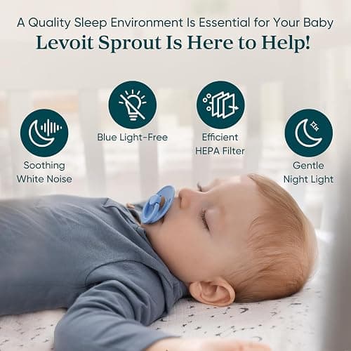 LEVOIT Air Purifier for Baby with White Noise Sound Machine and Blue-Light-Free Night Light in Bedroom, HEPA Filter Removes Ultrafine Particle, AHAM VERIFIDE, 5 Air Quality Monitor, Smart WiFi, Sprout thumbnail 2