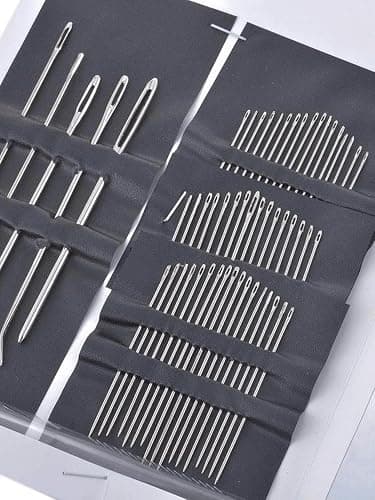 55pcs Stainless Steel Hand Sewing Needles Set, Big Eye Embroidery Needles Kit with Assorted Sizes, Premium Needlework Supplies for Sewing Crafting - Image 1