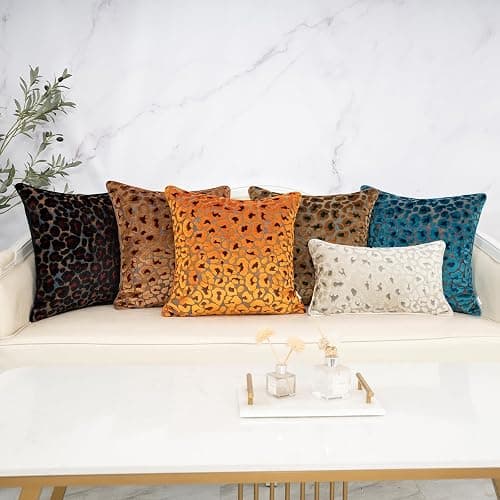 Alerfa Blue Floral Throw Pillow Cover 18 x 18 Inch Cut Velvet Sqaure Luxury Decorative Pillow Cover for Couch Living Room Bedroom thumbnail 7