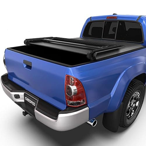 oEdRo Soft Tri-Fold Truck Bed Tonneau Cover Fit for 2005-2015 Tacoma 5ft | Soft Trifold Truck Bed Cover Compatible with 2005-2015 Toyota Tacoma with 5 feet Bed, Fleetside with Track Rail System - Image 1