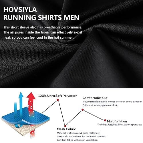 HovSiyla 1/5 Pack Running Shirts Men Sport Tops Dry Fit Gym Wicking Athletic T Shirts Breathable Cool Workout Shirts thumbnail 6