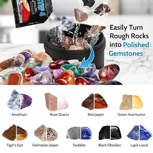Acmeenjoy Rock Tumbler Kit Barrel Stone Polishing Machine with 9-Speed Motor & 9-Day Timer, Rock Polisher Machine for Kids & Adults, Includes Gemstones, Grits and DIY Tools thumbnail 6