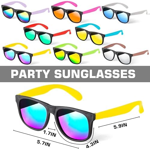 Sunglasses Bulk for Party favors, 48 Pack Neon Plastic Sunglasses with UV400 Protection, Great Gift for Birthday Supplies, Graduation, Summer Pool Beach Party favors, Goody Bag Filler for Boys Girls thumbnail 3