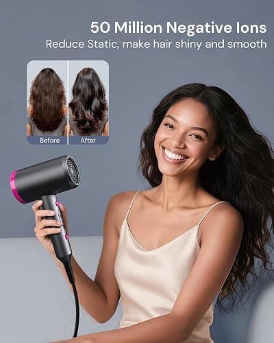 ANNE BETTY Hair Dryer with Diffuser for Curly Hair, 1800W Ionic Blow Dryer for Women & Men, Fast-Drying, Lightweight, Low Noise, Hair Care Styling Tool for Home, Travel thumbnail 3