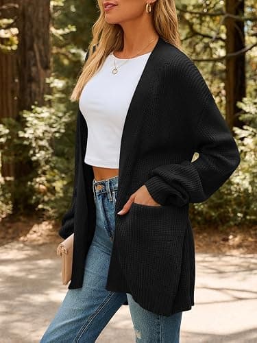 LILLUSORY Womens Oversized Cardigans Soft Knit Cardigan Sweater with Pockets thumbnail 3