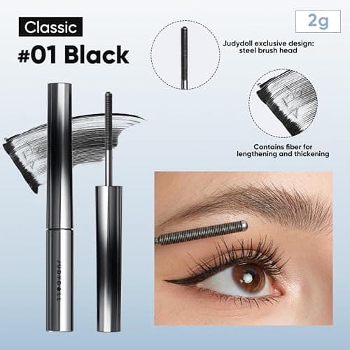 JUDYDOLL 3D Curling Eyelash Iron Mascara -Waterproof, Volumizing and Lengthening, Smudge-Proof, Clump-Free, Ultra Fine, Black & Brown Tubing Mascara, Classic & Upgraded Edition, Suitable for all Types thumbnail 2