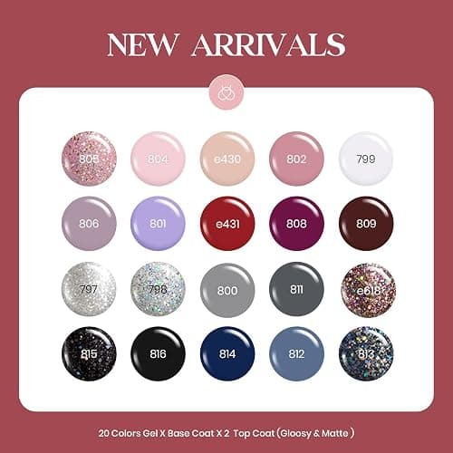 beetles Gel Polish Kit, Nude Gray Pink Blue Burgundy Glitter Gel Polish Set Modern Muse Collection with 3Pcs Base Matte Glossy Top Coat Soak off Uv Gel for Women thumbnail 2