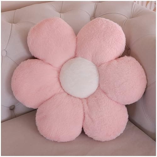 LANFIRE Blume Plüsch Kissen Bodenkissen Dekoratives Blumenkissen Sitzkissen Schlafsofa Kissen Möbel Innenkissen (40CM, Rosa) - Image 1