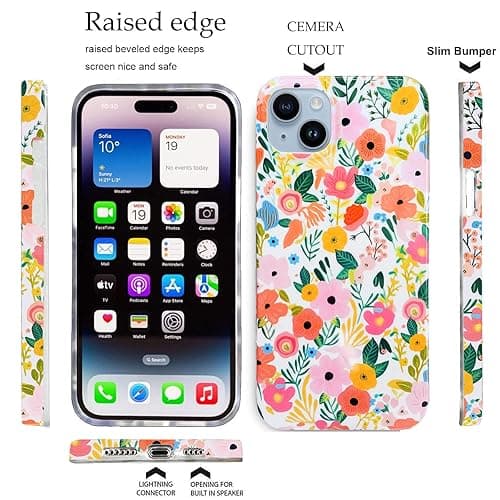 J.west Compatible with iPhone 15 Plus Case Soft Shockproof Cute Floral Phone Protective Cover for Women, Garden Flower Pattern Design Slim Fit Anti-Scratch 6.7" Phone Case for Girl thumbnail 5