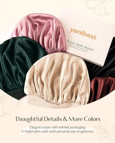YANIBEST Double Layer Satin Silk Bonnet for Sleeping Hair Bonnet with Elastic Tie Band for Curly Hair Wig Caps thumbnail 6