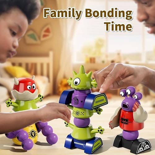 BLmukce Magnetic Robot Toy for Kids 3-5, 35 PCS STEM Educational Playset with Storage Box, DIY Stacking Monster Robots, Toddler Creative Alien Toys Gift for Boys Girls (Christmas Birthday) thumbnail 2