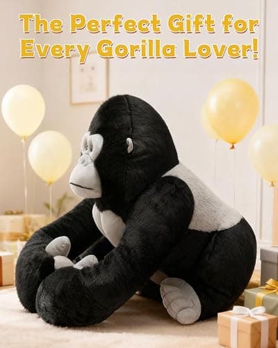 MaoGoLan Big Gorilla Stuffed Animal,23.6" Giant Gorilla Plush Toy,Soft and Cuddly Companion Plushie Gift for Gorilla Lover,Theme-Party Favor,Kids thumbnail 5